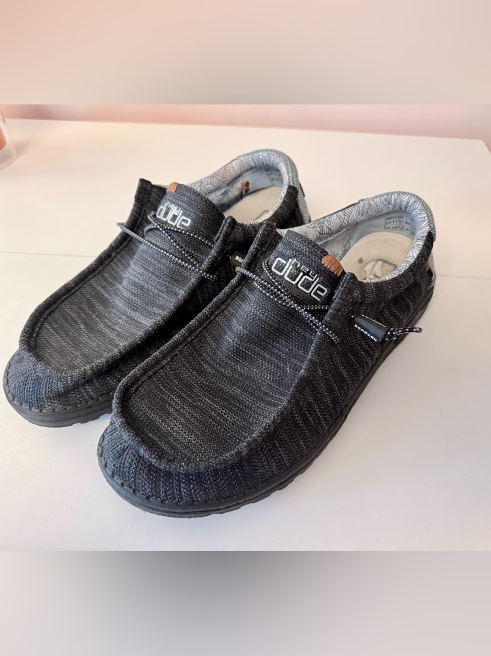 Hey Dude Black Knit Slip-On Loafers for Men